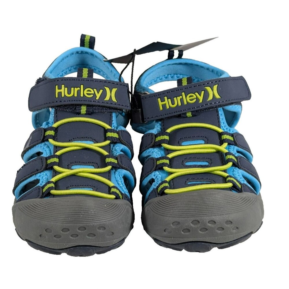 Hurley Kids Size 6 Sport Water Sandals Navy Blue Lime Green Closed Toe HU-CHAMPF